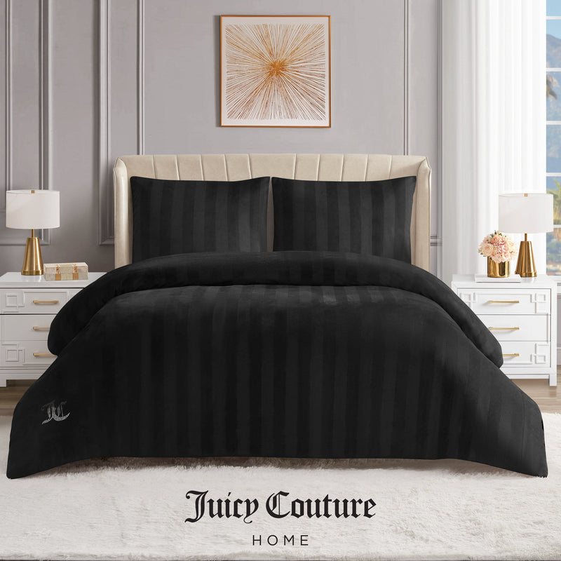 Jenny Velour Striped Jacquard Comforter Set