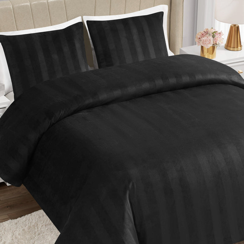 Jenny Velour Striped Jacquard Comforter Set