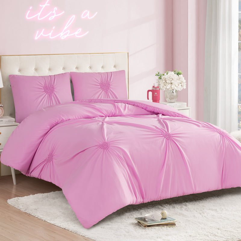 Amora Gathered Heart Comforter Set