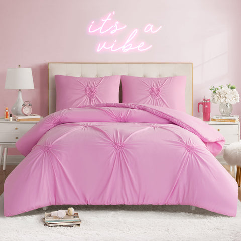 Amora Gathered Heart Comforter Set