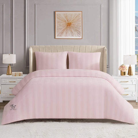 Jenny Velour Striped Jacquard Duvet Set - Light Pink - Juicy Couture