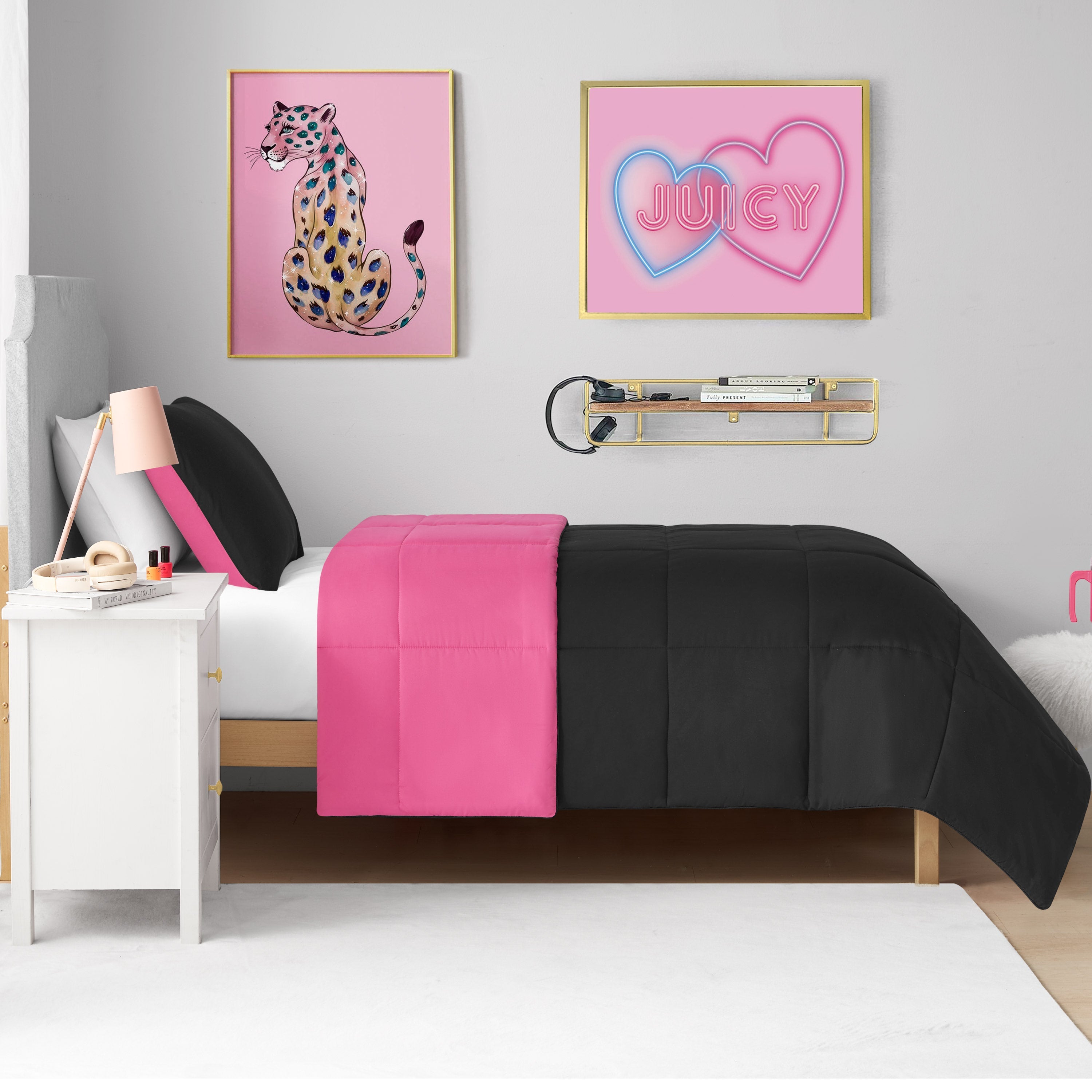 JUICY COUTURE 2点セット Box Stitch Reversible Comforter Set - Juicy Couture