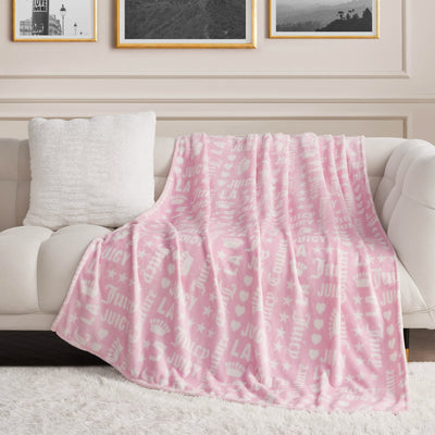 Plush Throw Blanket - Juicy Words Pink - Juicy Couture