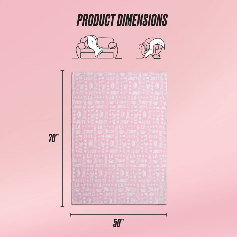 Plush Throw Blanket - Juicy Words Pink - Juicy Couture