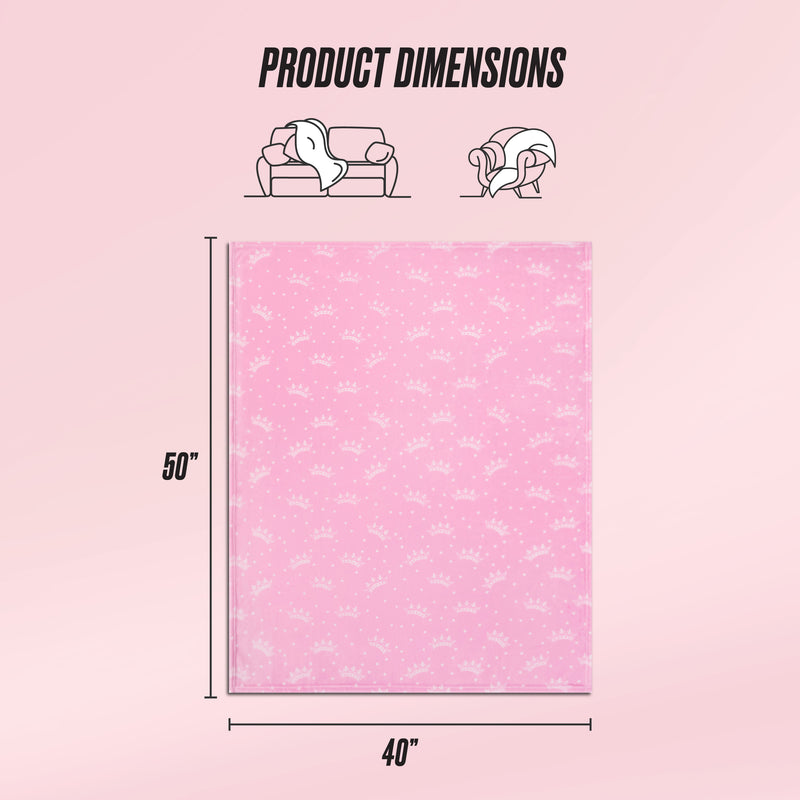 Plush Baby Throw Blanket - Crown Polka Dots Pink - Juicy Couture
