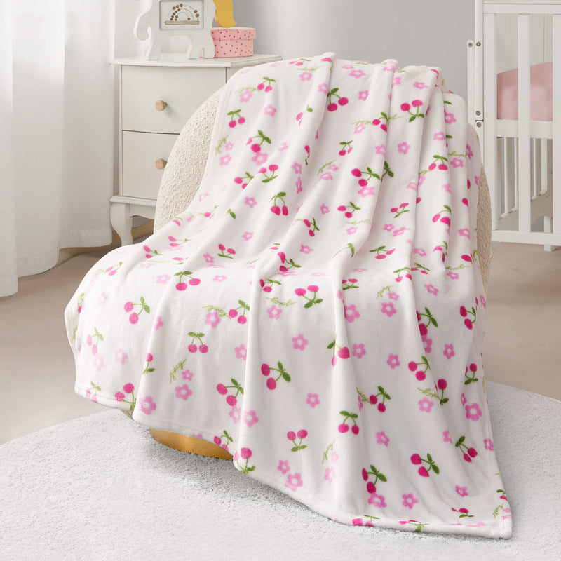Plush Baby Throw Blanket - Daisy Cherries White - Juicy Couture