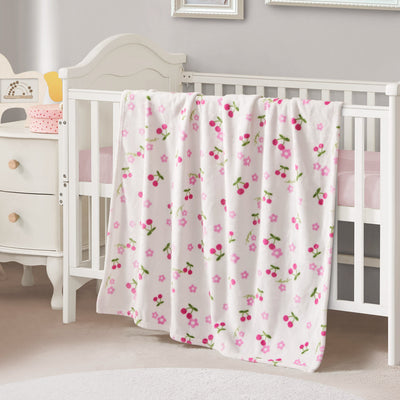 Plush Baby Throw Blanket - Daisy Cherries White - Juicy Couture