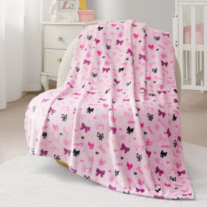 Plush Baby Throw Blanket - Juicy Ribbon Pink - Juicy Couture