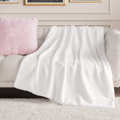 Solid Rabbit Mink Faux Fur Throw Blanket