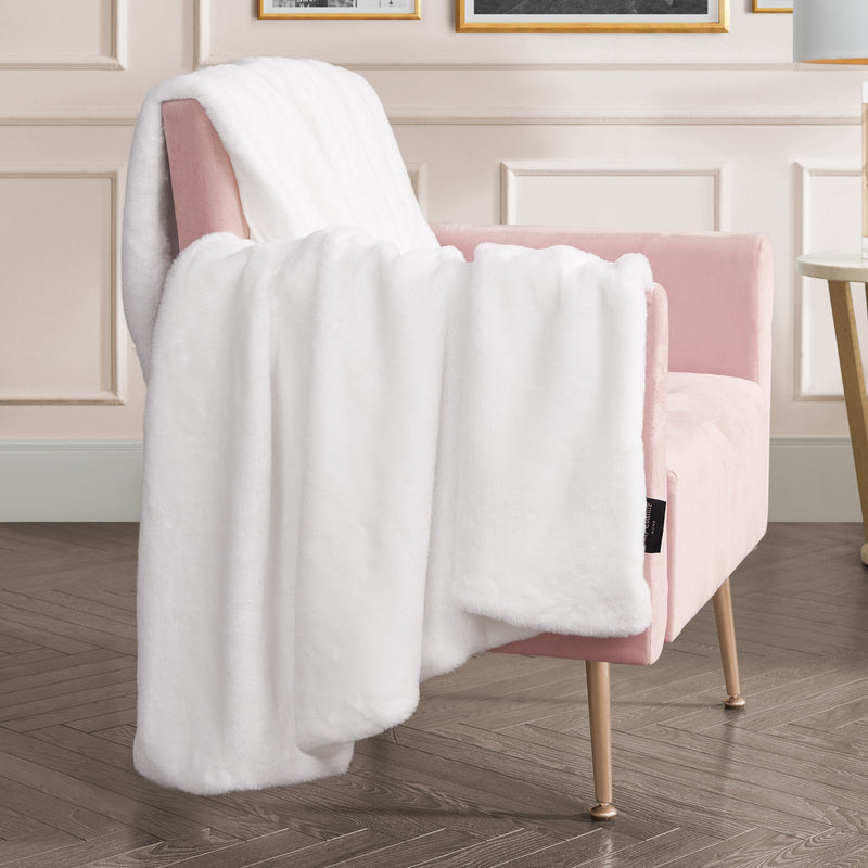 Solid Rabbit Mink Faux Fur Throw Blanket