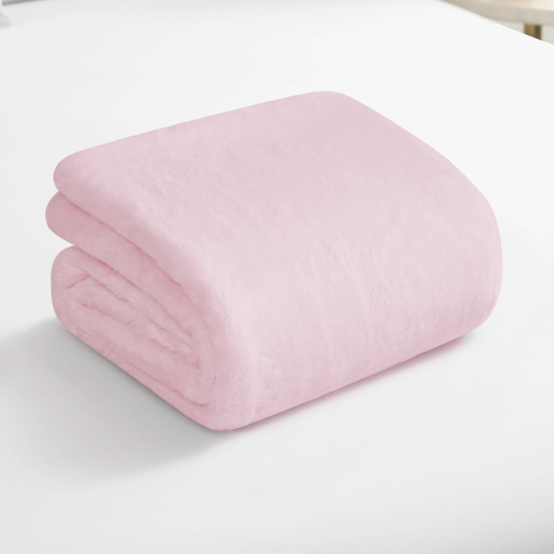 Solid Rabbit Mink Faux Fur Throw Blanket