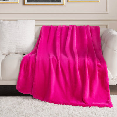 Solid Rabbit Mink Faux Fur Throw Blanket