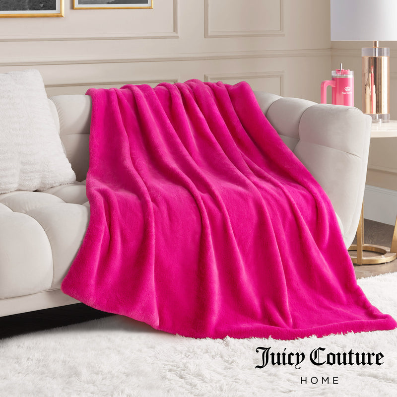 Solid Rabbit Mink Faux Fur Throw Blanket - Juicy Couture