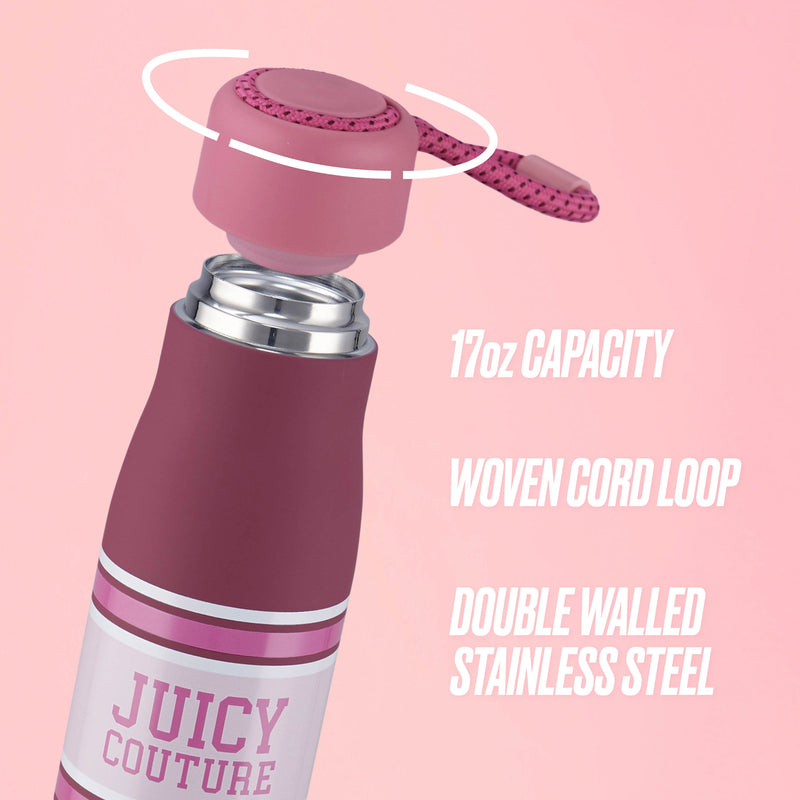 Luxe Loop Hydration Stainless Steel Tumbler - Varsity Logo Burgundy - Juicy Couture