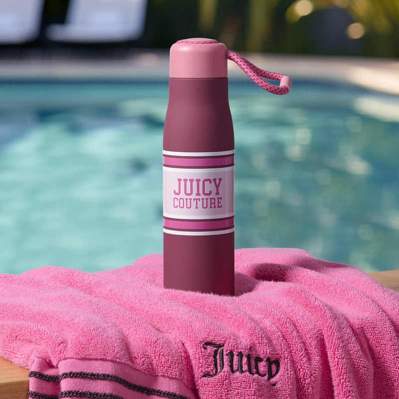 Luxe Loop Hydration Stainless Steel Tumbler - Varsity Logo Burgundy - Juicy Couture
