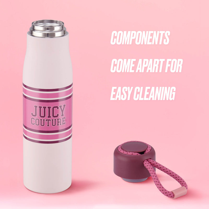 Luxe Loop Hydration Stainless Steel Tumbler - Varsity Logo Dogwood Pink - Juicy Couture