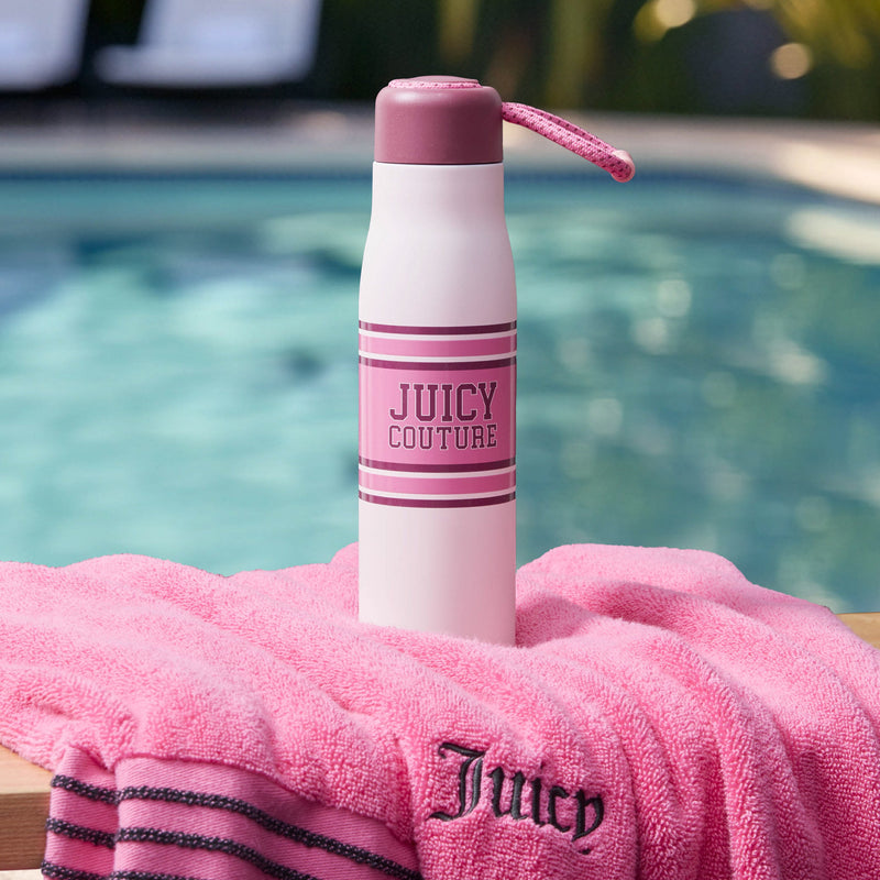 Luxe Loop Hydration Stainless Steel Tumbler - Varsity Logo Dogwood Pink - Juicy Couture