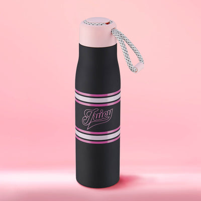 Luxe Loop Hydration Stainless Steel Tumbler - Varsity Logo Black - Juicy Couture