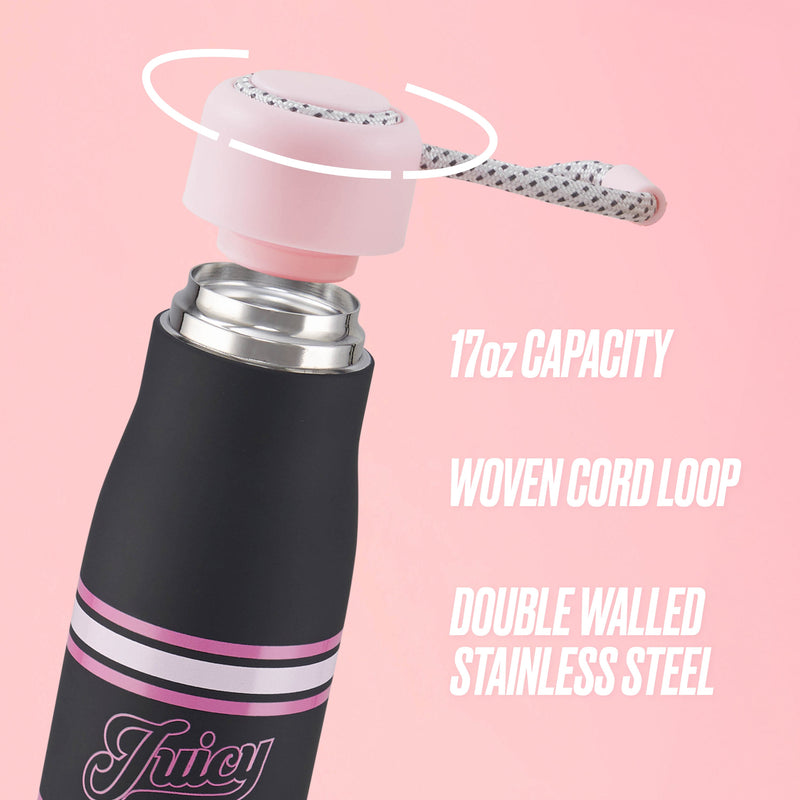 Luxe Loop Hydration Stainless Steel Tumbler - Varsity Logo Black - Juicy Couture