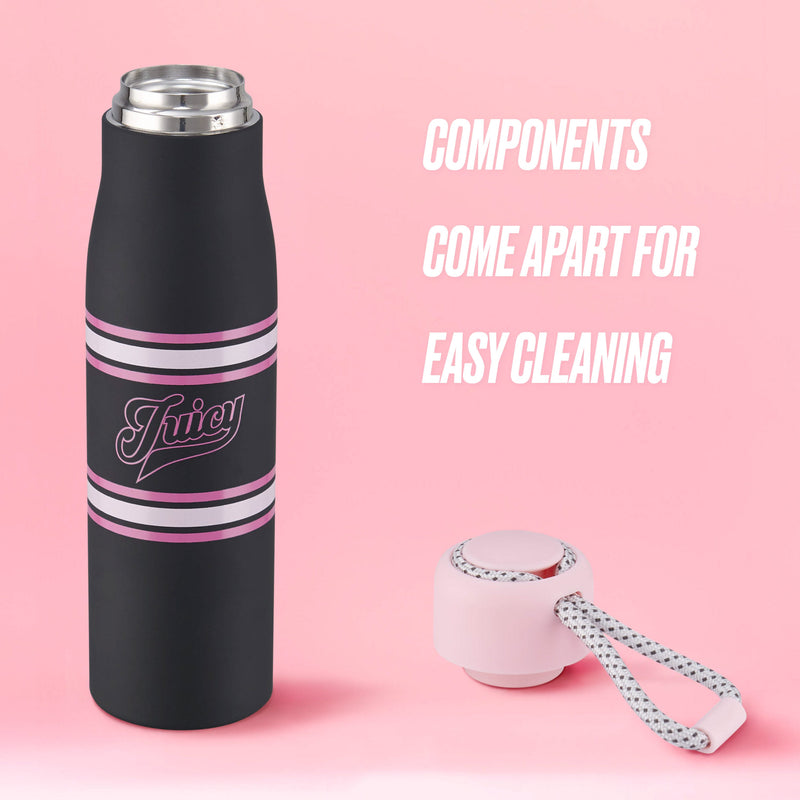 Luxe Loop Hydration Stainless Steel Tumbler - Varsity Logo Black - Juicy Couture