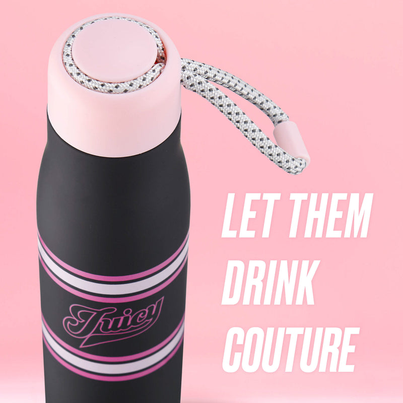 Luxe Loop Hydration Stainless Steel Tumbler - Varsity Logo Black - Juicy Couture