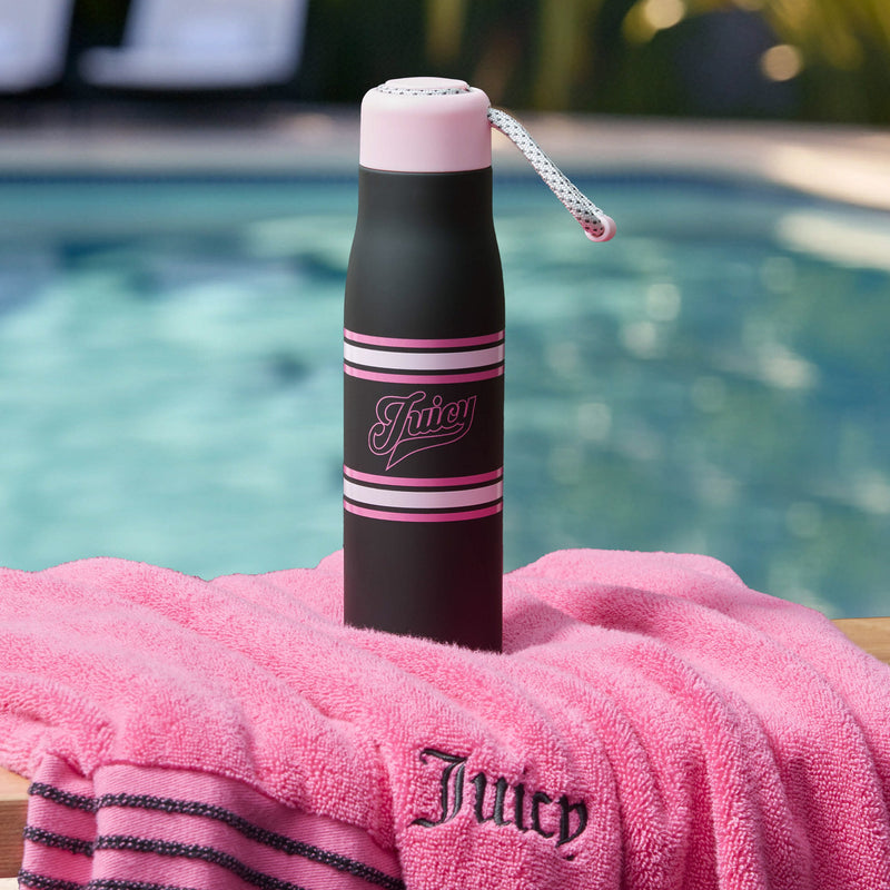 Luxe Loop Hydration Stainless Steel Tumbler - Varsity Logo Black - Juicy Couture