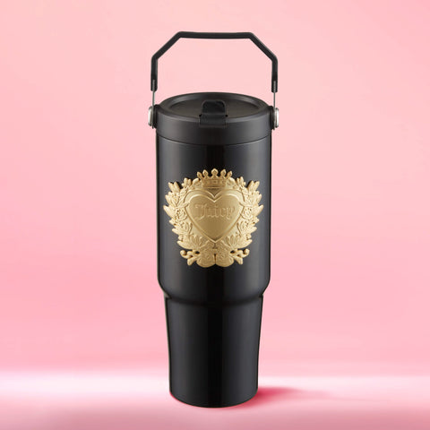 Flip & Sip Hydration Stainless Steel Tumbler - Black - Juicy Couture