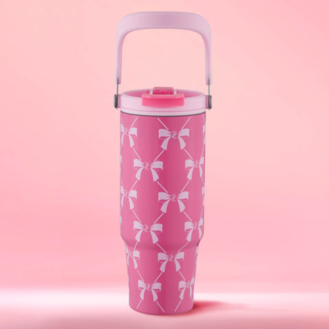 Flip Fusion Hydration Stainless Steel Tumbler - Pink Bows - Juicy Couture
