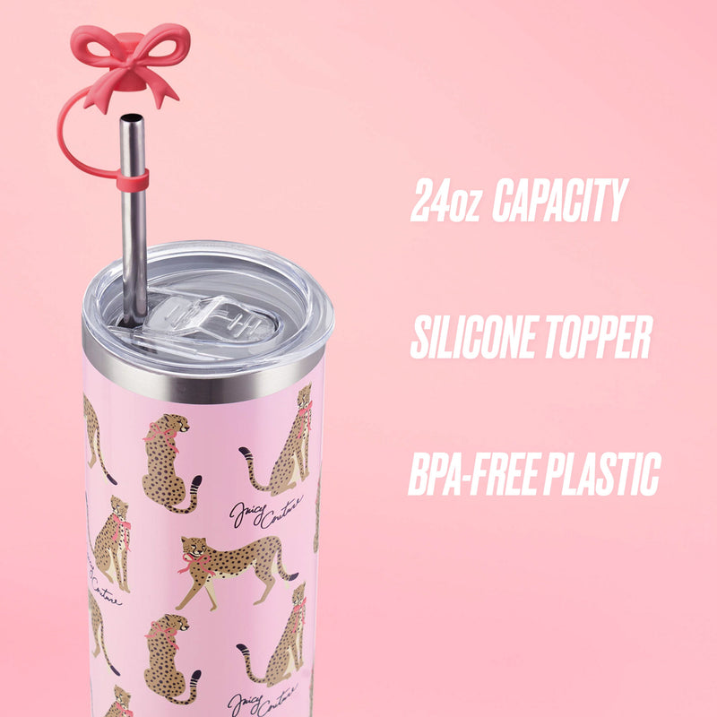 Glam Slip Hydration Stainless Steel Tumbler - Pink Cheetahs - Juicy Couture
