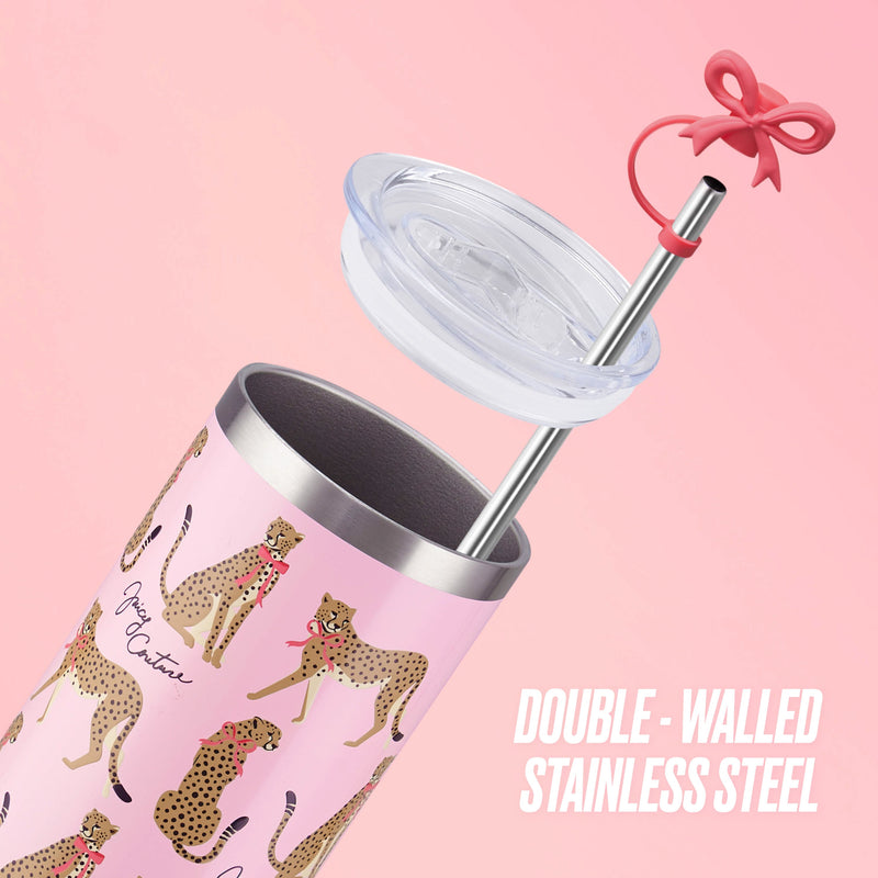Glam Slip Hydration Stainless Steel Tumbler - Pink Cheetahs - Juicy Couture