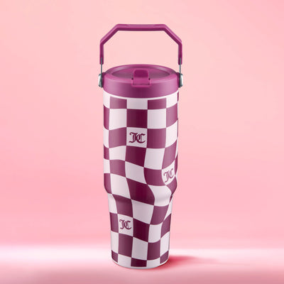 Flip & Sip Hydration Stainless Steel Tumbler - Pink Wavy Check - Juicy Couture