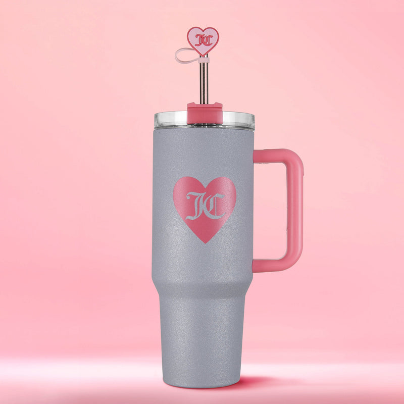 Jetsetter Hydration Stainless Steel Tumbler, 40 oz - Glitter Silver - Juicy Couture