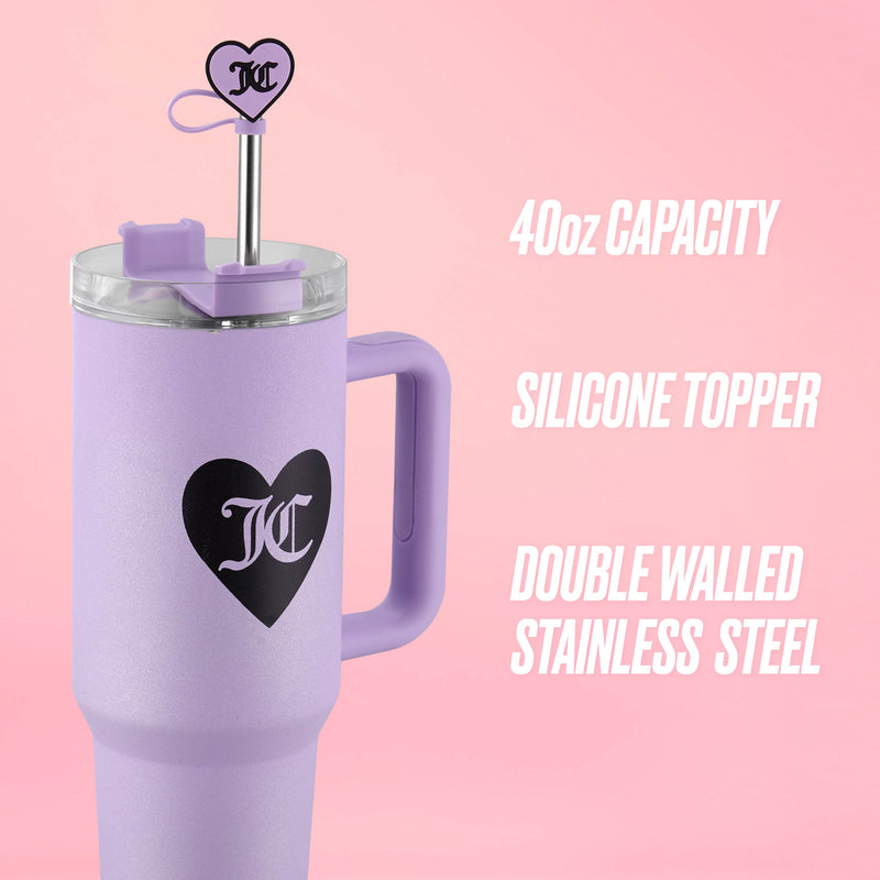 Jetsetter Hydration Stainless Steel Tumbler, 40 oz - Glitter Lavender - Juicy Couture