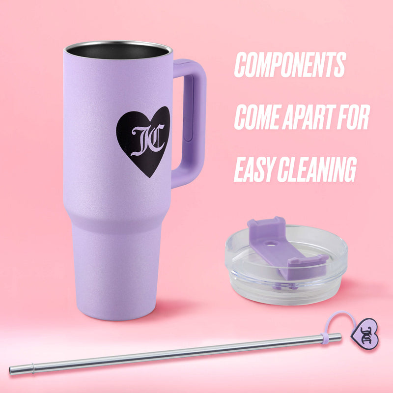 Jetsetter Hydration Stainless Steel Tumbler, 40 oz - Glitter Lavender - Juicy Couture