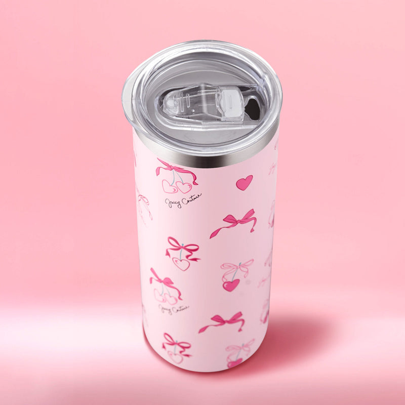 Glam Slip Hydration Stainless Steel Tumbler - Pink Cherry Bows - Juicy Couture