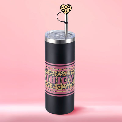 Glam Slip Hydration Stainless Steel Tumbler - Black Cheetah - Juicy Couture
