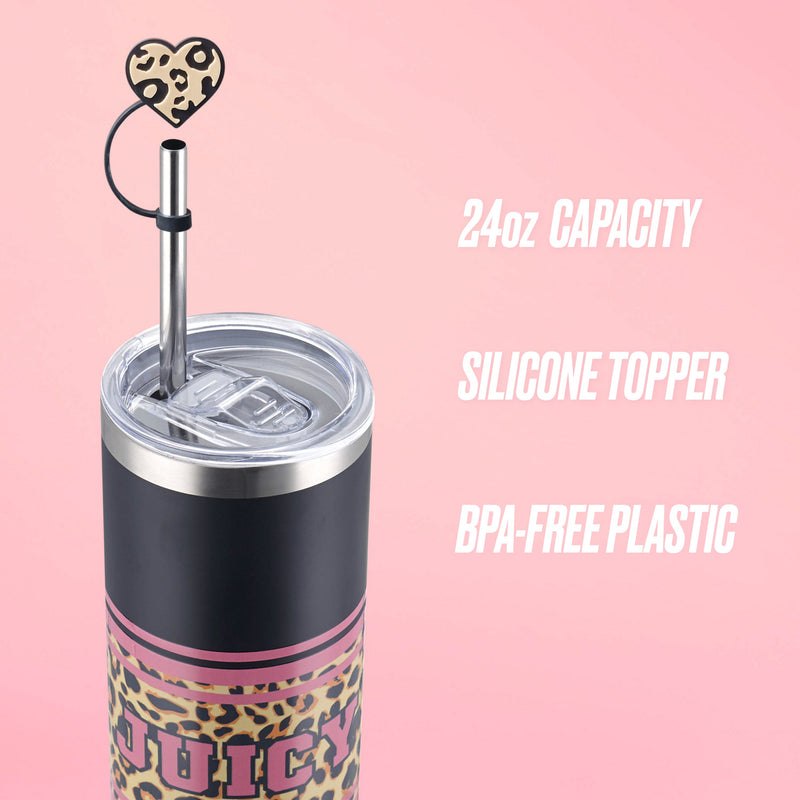 Glam Slip Hydration Stainless Steel Tumbler - Black Cheetah - Juicy Couture