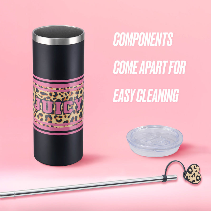 Glam Slip Hydration Stainless Steel Tumbler - Black Cheetah - Juicy Couture