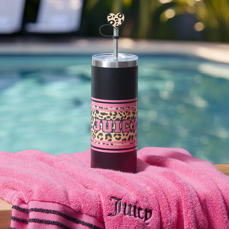 Glam Slip Hydration Stainless Steel Tumbler - Black Cheetah - Juicy Couture