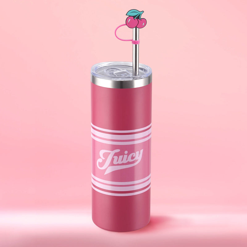 Glam Slip Hydration Stainless Steel Tumbler - Hot Pink Varsity - Juicy Couture