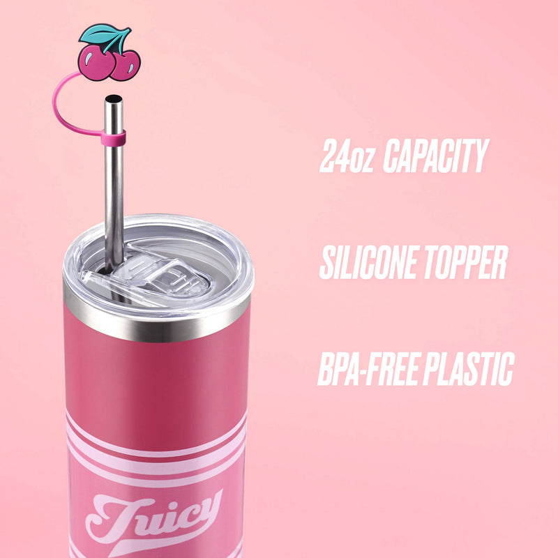 Glam Slip Hydration Stainless Steel Tumbler - Hot Pink Varsity - Juicy Couture