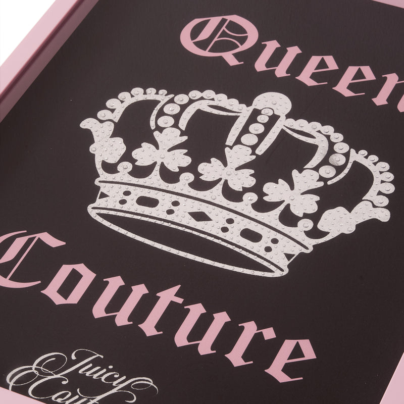 Add some royal flair to your space with the Shadow Box Wall Art, 18″ x 24″, featuring a decorative silver crown and “Queen Couture” in pink lettering on a black background with a pink border. Perfect as fashion-inspired décor or Juicy Couture wall art for an elevated touch.