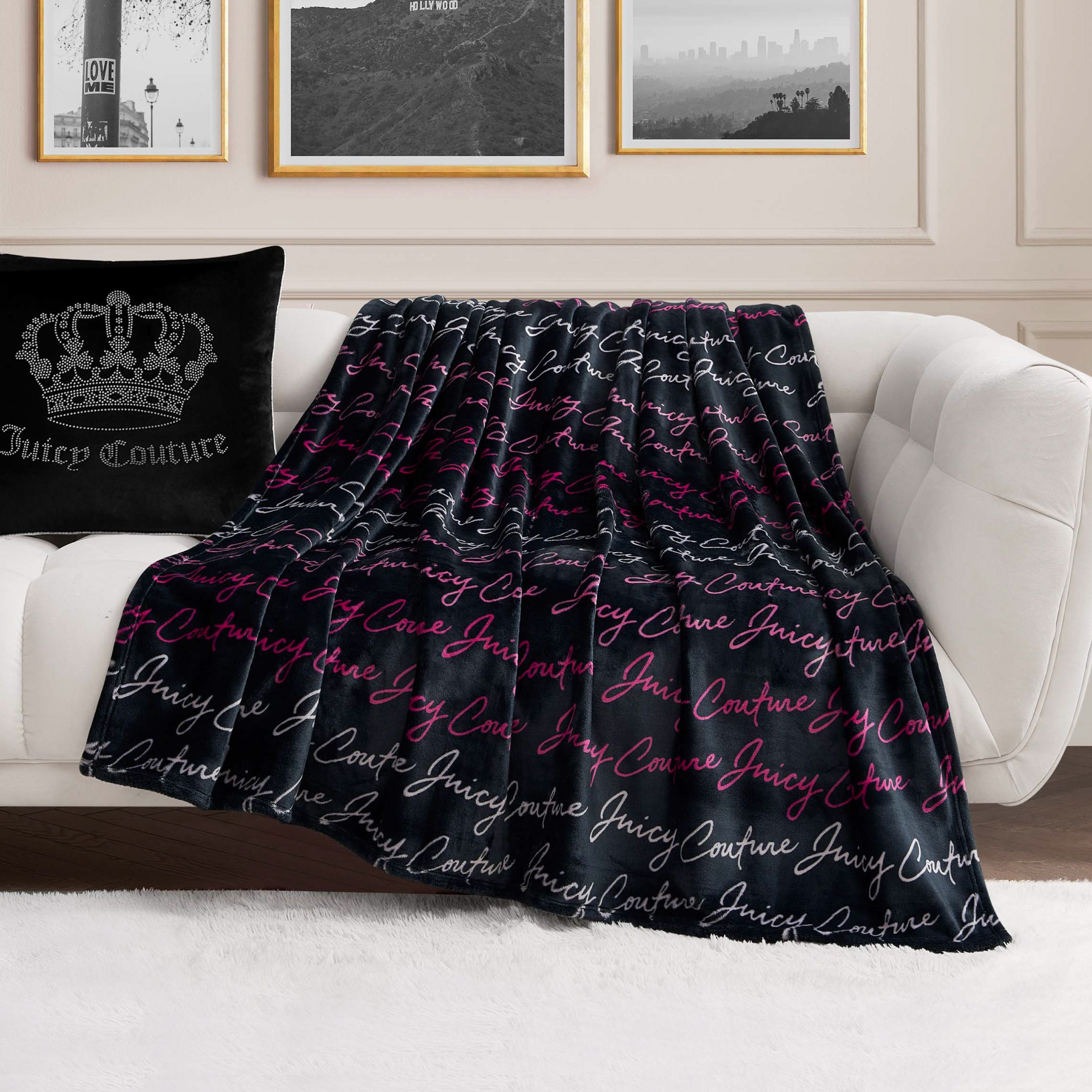 Juicy Couture Plush Oversized Throw Blanket, 60" x 70"