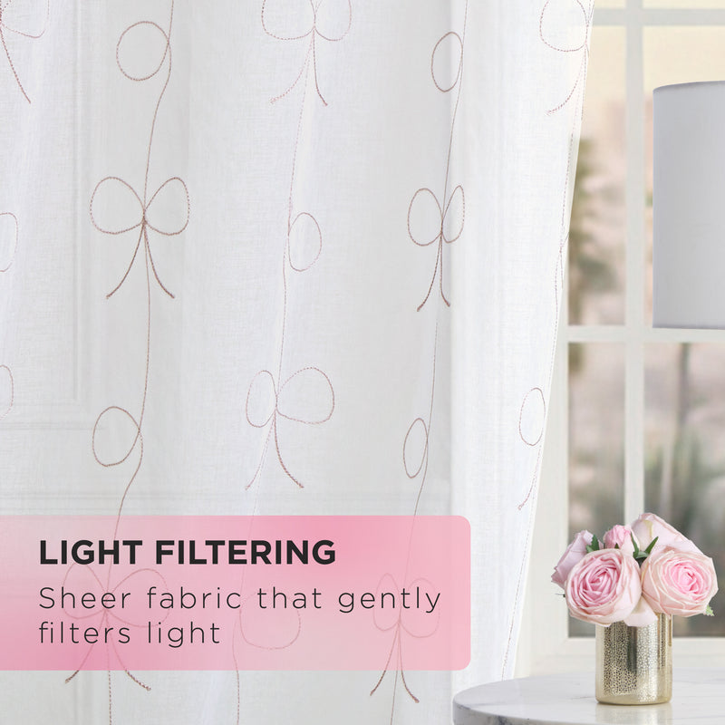 Vertical Bow Ribbon Sheer Window Curtains