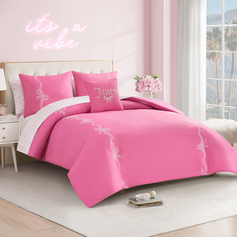 Hotel Stripe Leopard Bows Bed in a Bag Bedding Set
