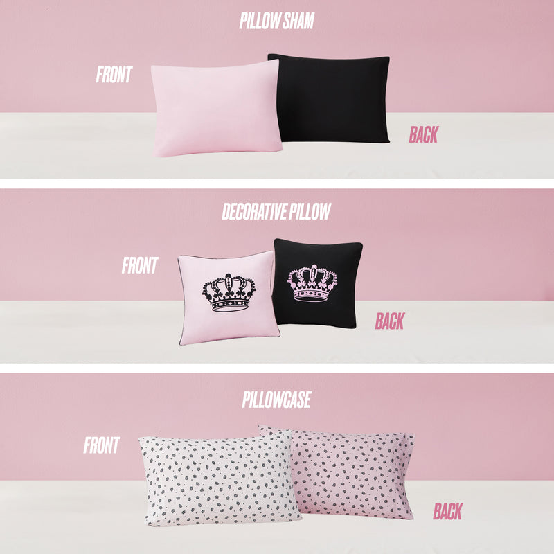 Crown Sparkle Solid Reversible Bed in a Bag Bedding Set