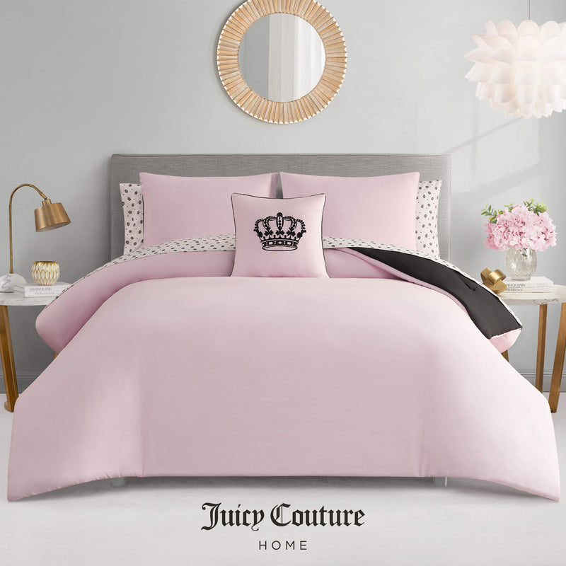Crown Sparkle Solid Reversible Bed in a Bag Bedding Set