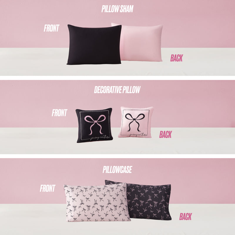 Bows Solid Reversible Bed in a Bag Bedding Set