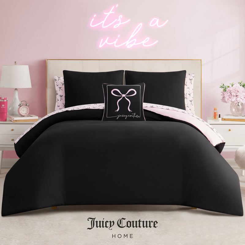 Bows Solid Reversible Bed in a Bag Bedding Set