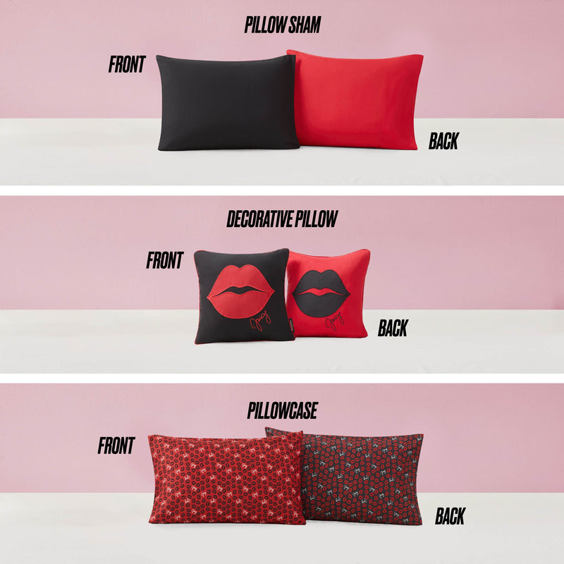 Cheetah Rebel Lips Solid Reversible Bed in a Bag Bedding Set